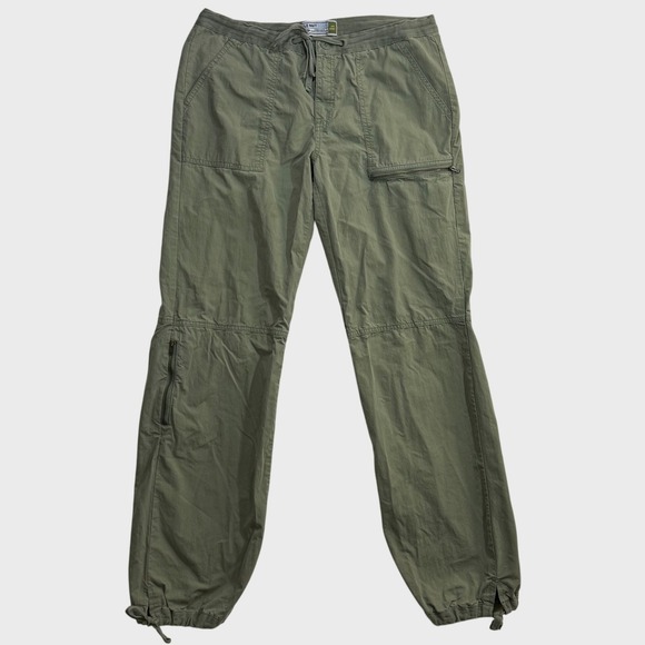 VTG Old Navy 10 Low Waist Green Cargo Pant Drawstring Casual Pockets Utility Y2K - Picture 1 of 14